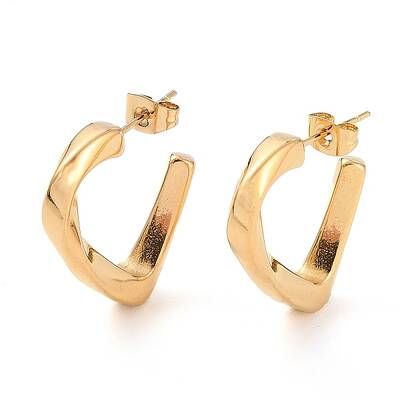 Ion Plating(IP) 304 Stainless Steel Twist Triangle Stud Earrings