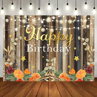 Floral Wooden Wall Sparking Light Birthday Backdrop - Aperturee