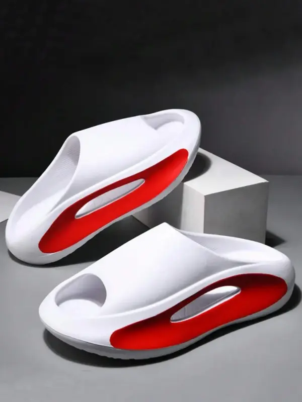 Summer 2024 Colorblock Hollow Out Design Slides for Men, 2024 New Trendy Casual Matching Soft Comfortable Home Slippers, Simp...