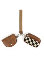 Women's Checkered Pattern Zipper Short Wallet with Detachable Keychain, Casual Versatile 2 in 1 Wristlet Wallet, Trendy All-m...