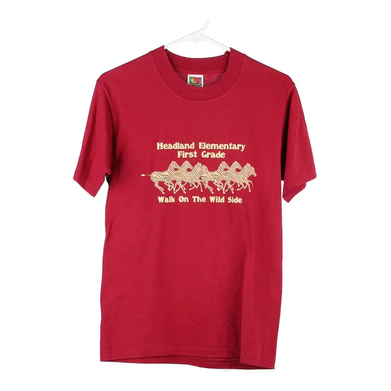 Age 10-12 Walk On The Wild Side Fruit Of The Loom T-Shirt - Small Red Cotton Blend