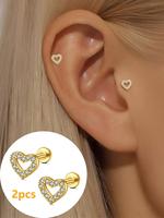 Heart Shaped Pretty Studs Earrings, Cute Earrings for Women & Girls, Stainless Steel Cartilage Earrings, Fashion Jewelry for ...