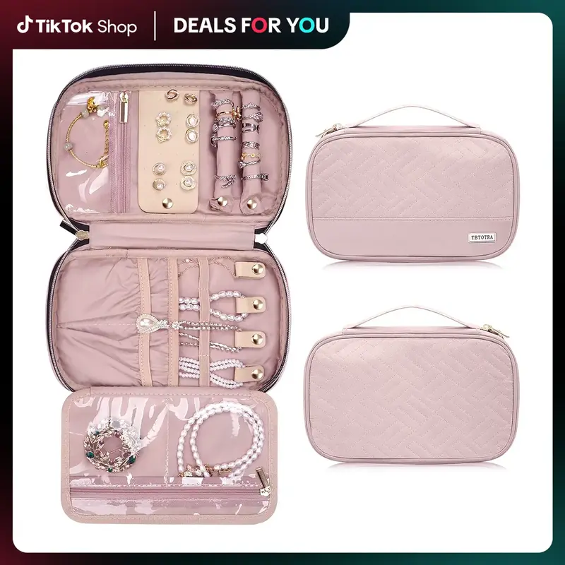 Large Capacity Jewelry Storage Bags for Necklaces, Earrings, Rings, Bracelets, Watch, Travel Jewelry Organizer, Purple Multi-...