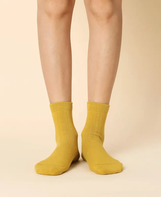 Women's Cotton Ankle Socks Fuji - Mustard