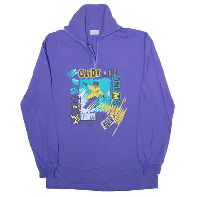 MASER Snowboarding Mens Sweatshirt Purple 1/4 Zip 90s M