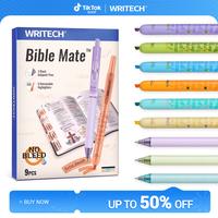 WRITECH Bible Mate Journaling Set: No Bleed Bible Highlighters 0.7mm Black Ink Ballpoint Pens, Fast-Drying Ink, Pastel Colors...