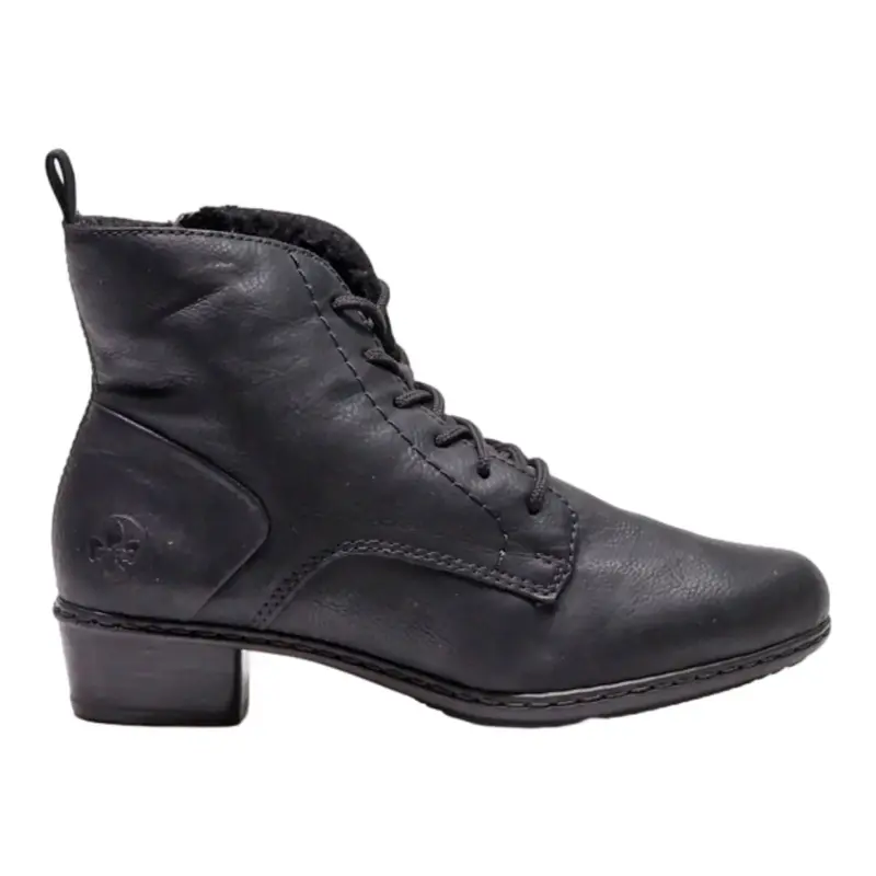 RIEKER Lace-Up Boots Black Leather Womens UK 4