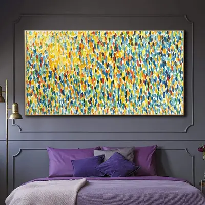 Large Abstract Colorful Paintings On Canvas Impasto Painting In Blue And Yellow Colors Textured Wall Art Aesthetic Painting |...