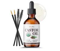 Organic Castor Oil for Eyelashes and Eyebrows - Hair Growth Oil Eyelash Brush Brow Serum Lash Oil - 100% Pure 4 Fl Oz - Daily...