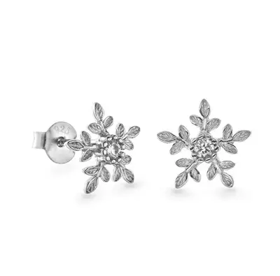 Again jewelry Snowflake Silver Stud Earrings AJNS0012