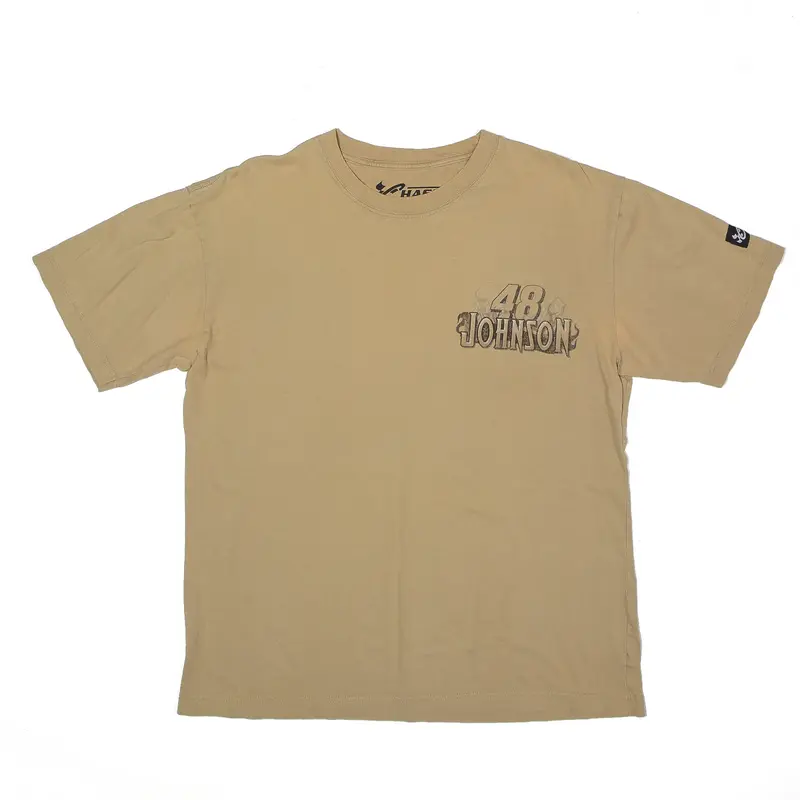 CHASE AUTHENTICS X NASCAR Johnson 48 T-Shirt Beige Short Sleeve Mens L