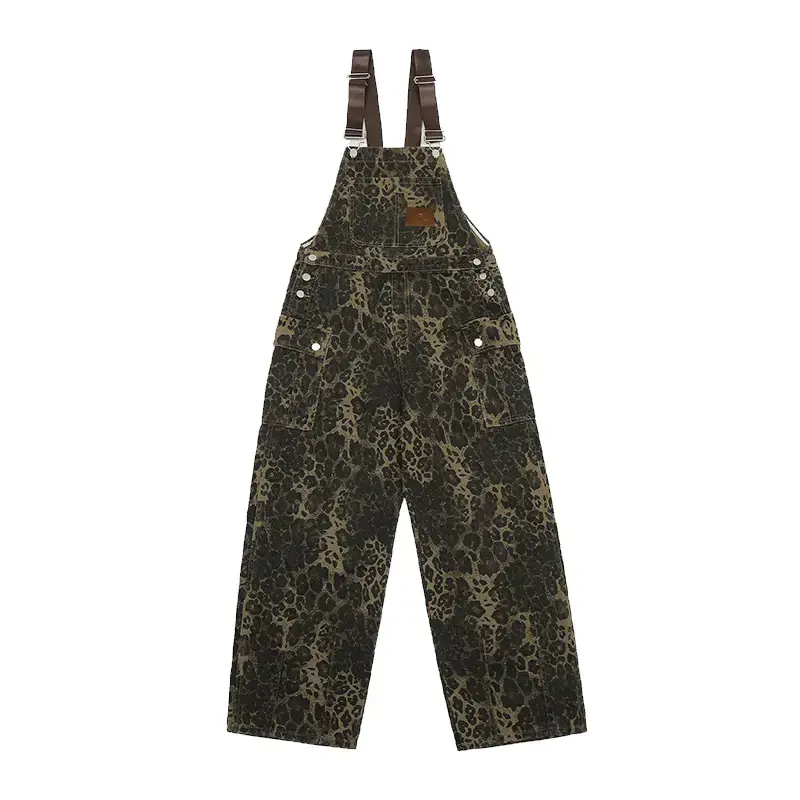 AELFRIC EDEN Women's Leopard Print Overalls Casual Suits Trendy Unique Sleeveless Strap Cotton Jumpsuit for Summer