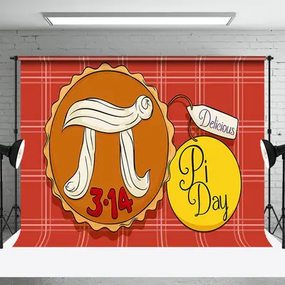 Light Red Plaid Delicious Pie Happy Pi Day Backdrop - Aperturee
