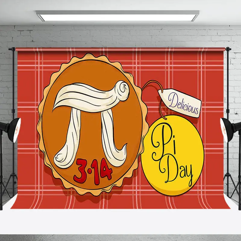 Light Red Plaid Delicious Pie Happy Pi Day Backdrop - Aperturee