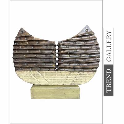 Abstract Ribbed Wood Figurine Creative Seven Holes Wood Statue Table Art Modern Original Desktop Art | AMPHITHEATER 11.8"...