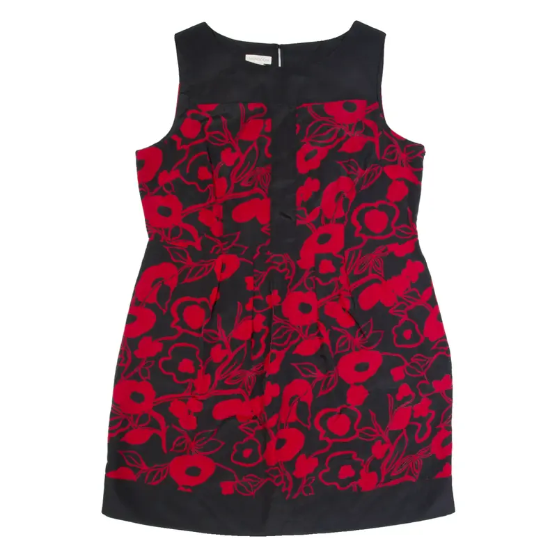 MONSOON Womens Fit & Flare Dress Black Floral Sleeveless Knee Length UK 20