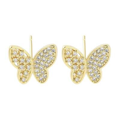 Brass Micro Pave Clear Cubic Zirconia Studs Earring for Women