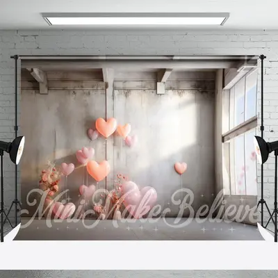 Empty Building Heart Balloon Valentines Day Backdrop - Aperturee