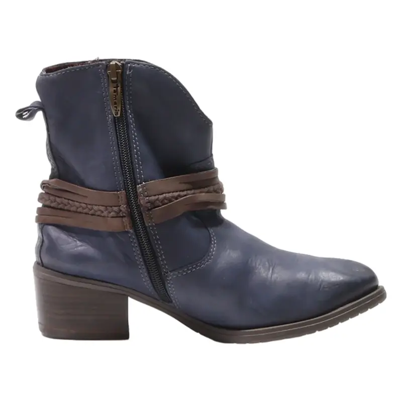 TAMARIS Ankle Boots Blue Leather Womens UK 4