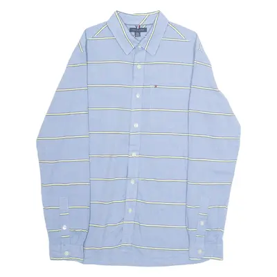 TOMMY HILFIGER Boys Shirt Blue Striped Long Sleeve XL