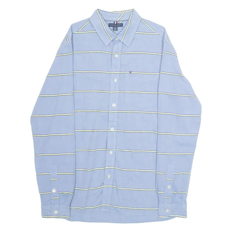TOMMY HILFIGER Boys Shirt Blue Striped Long Sleeve XL