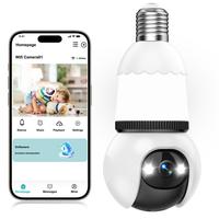 4MP Light Bulb security camera with 5G and 2.4GHz wireless indoor/outdoor camera with night vision, motion detection, 360° r...