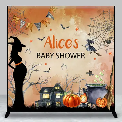 Aperturee Witch Custom Name Halloween Baby Shower Backdrop | Custom Backdrop For Baby Shower | Baby Shower Custom Banner | Cu...