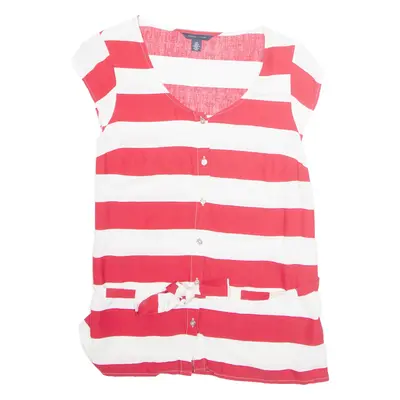TOMMY HILFIGER Womens Printed Top Red Sleeveless Striped S