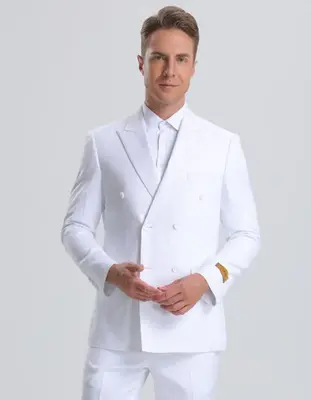 Kentucky Derby Seersucker Suits For Men - Big and Tall Seersucker Suit Mens Double Breasted Summer Seersucker Suit in White P...