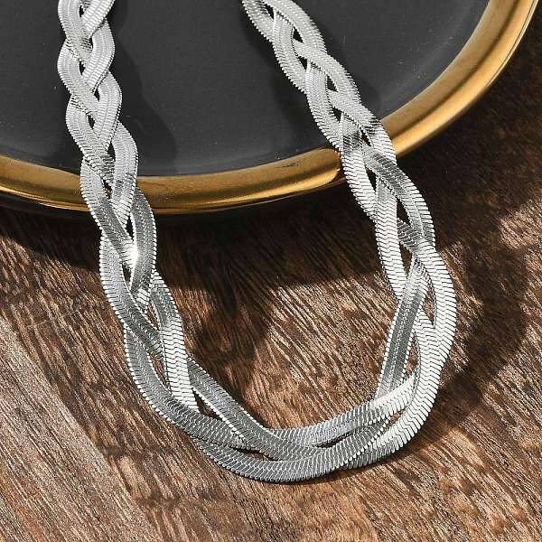 Non-Tarnish 304 Stainless Steel Interlocking Triple Herringbone Chain Necklace for Men Women