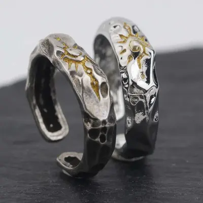 Wishing stone ring earrings copper men's and women's irregular stone earrings daily gift y2k