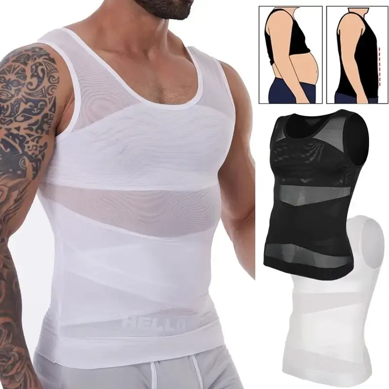 1/2/3 Pack Menswear Body Shaper Shapewear Vest Tummy Control Compression Underwear Lightweight Sports Workout Tank Tops Stret...