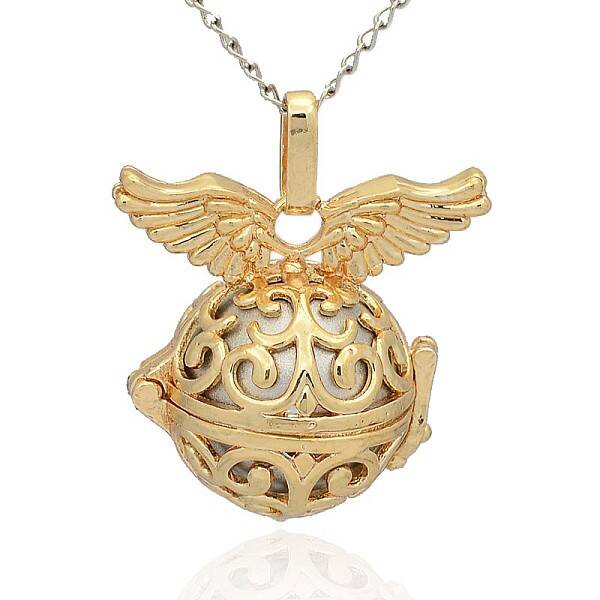Golden Tone Brass Hollow Round Cage Pendants