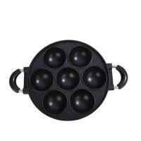 7-holes Octopus Ball Pan, 1 Count Black Non-stick Cooking Takoyaki Maker, Multifunctional Cake Mold, Kitchen Cookware for Hom...