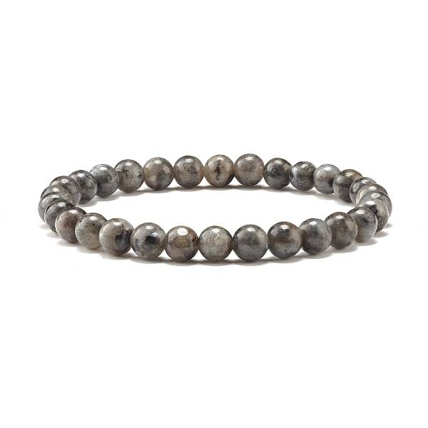 Natural Larvikite Round Beads Stretch Bracelet