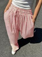 【Plus Size】 Striped Print Wide Leg Pants, Elegant Fashion Casual Wideleg Trousers for Daily Outdoor Wear, Women Plus Clot...