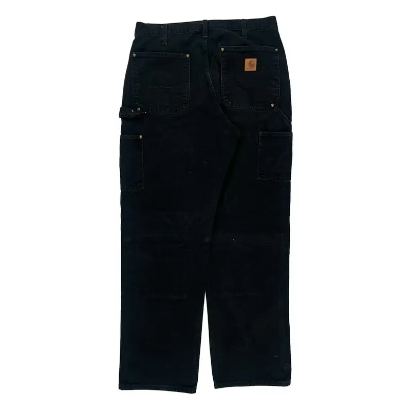 Paint Splattered Carhartt Double Knee Carpenter Trousers - 32W 31L Black Cotton | Size: 32″ waist