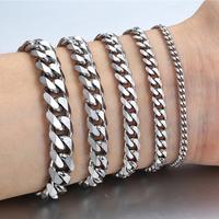 3/5/7/9/11MM Stainless Steel Curb Cuban Chain Bracelet Silver Color 7-11 inches for Men Women Summer Daily Jewelry boyfriend ...