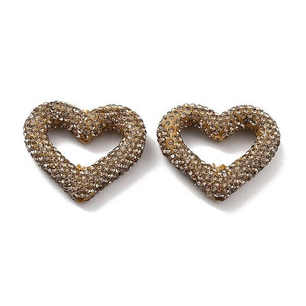 Heart Shape Polymer Clay Rhinestone Beads