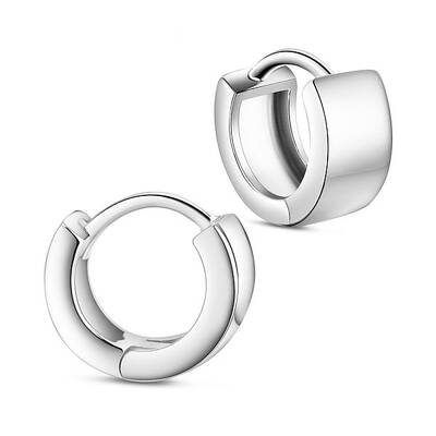 Rhodium Plated 925 Sterling Silver Glazed Hoop Earrings