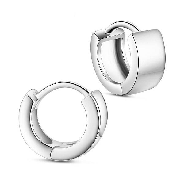 Rhodium Plated 925 Sterling Silver Glazed Hoop Earrings