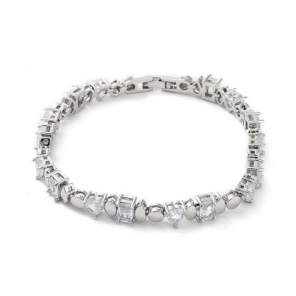 Brass Rectangle & Teardrop & Flat Round Link Chain Bracelets