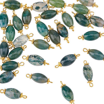 30Pcs Natural Moss Agate Connector Charms