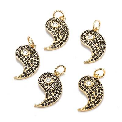 Brass Micro Pave Black Cubic Zirconia Pendants