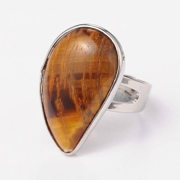 Adjustable Gemstone Brass Rings