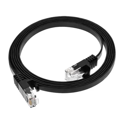 40883 Monoprice Cat6 Ethernet Patch Cable FLEXboot Flat Snagless RJ45 550MHz UTP Pure Bare Copper 30AWG 5ft Black
