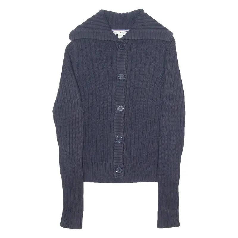 TOMMY HILFIGER Womens Jumper Blue High Neck Tight Knit XS