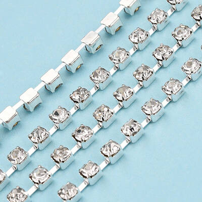 Silver Plated Brass Rhinestone Strass Chains