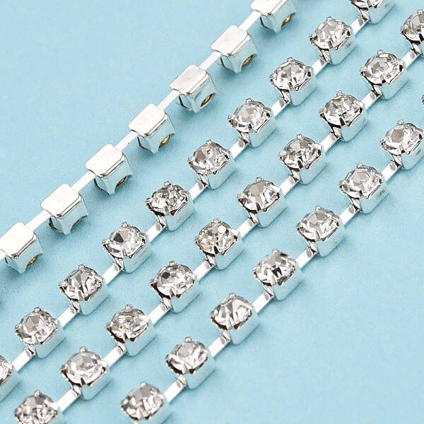 Silver Plated Brass Rhinestone Strass Chains