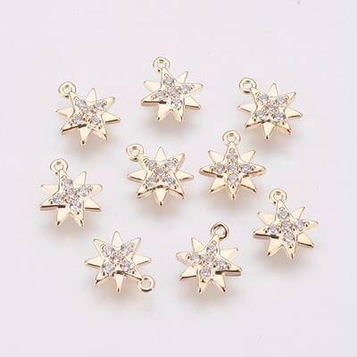Brass Micro Pave Cubic Zirconia Charms